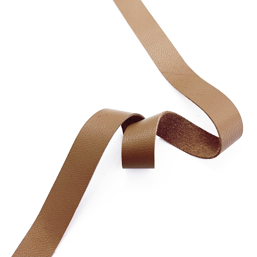Raw Edge Leather Trim Camel