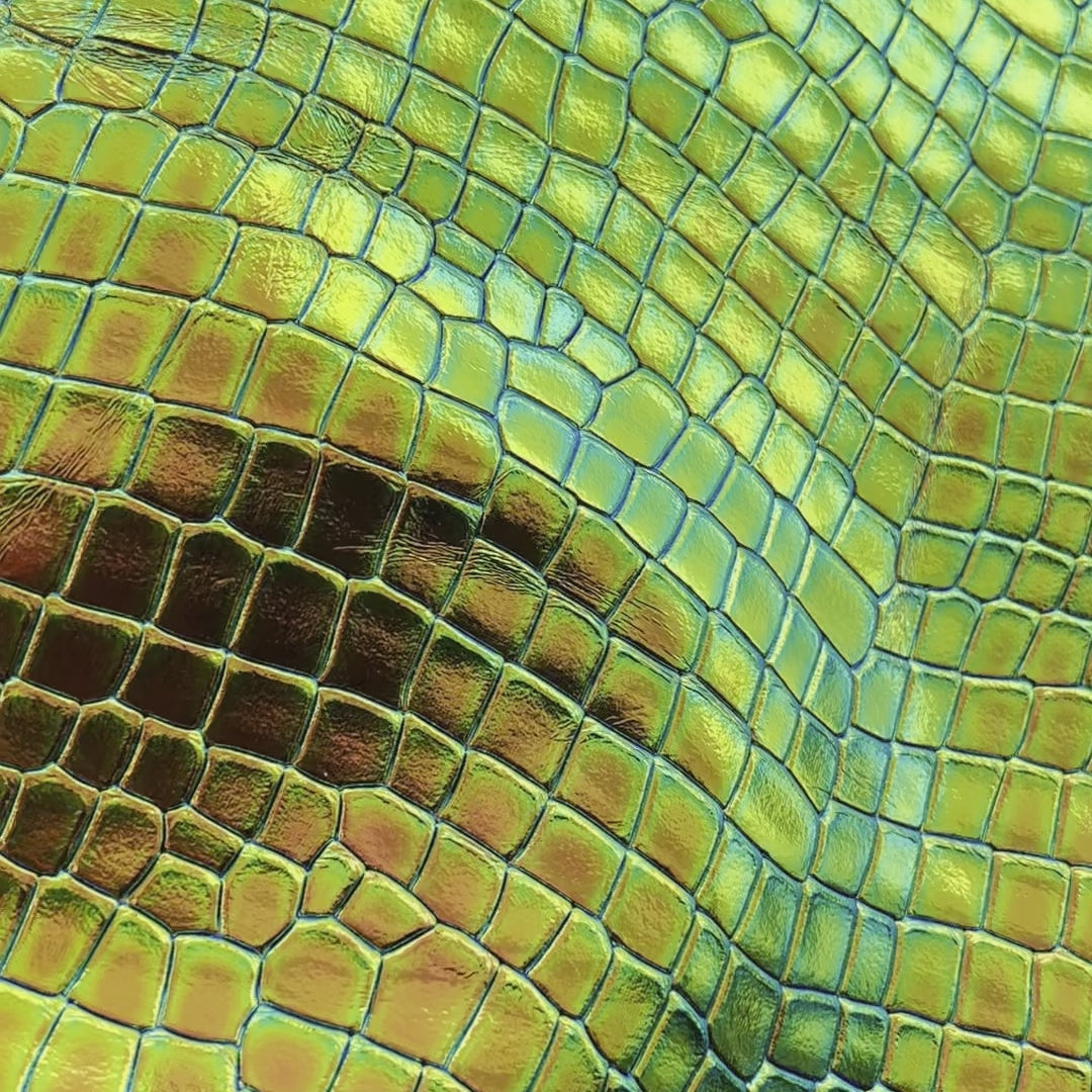 Holographic Croc Embossed Cow Hide