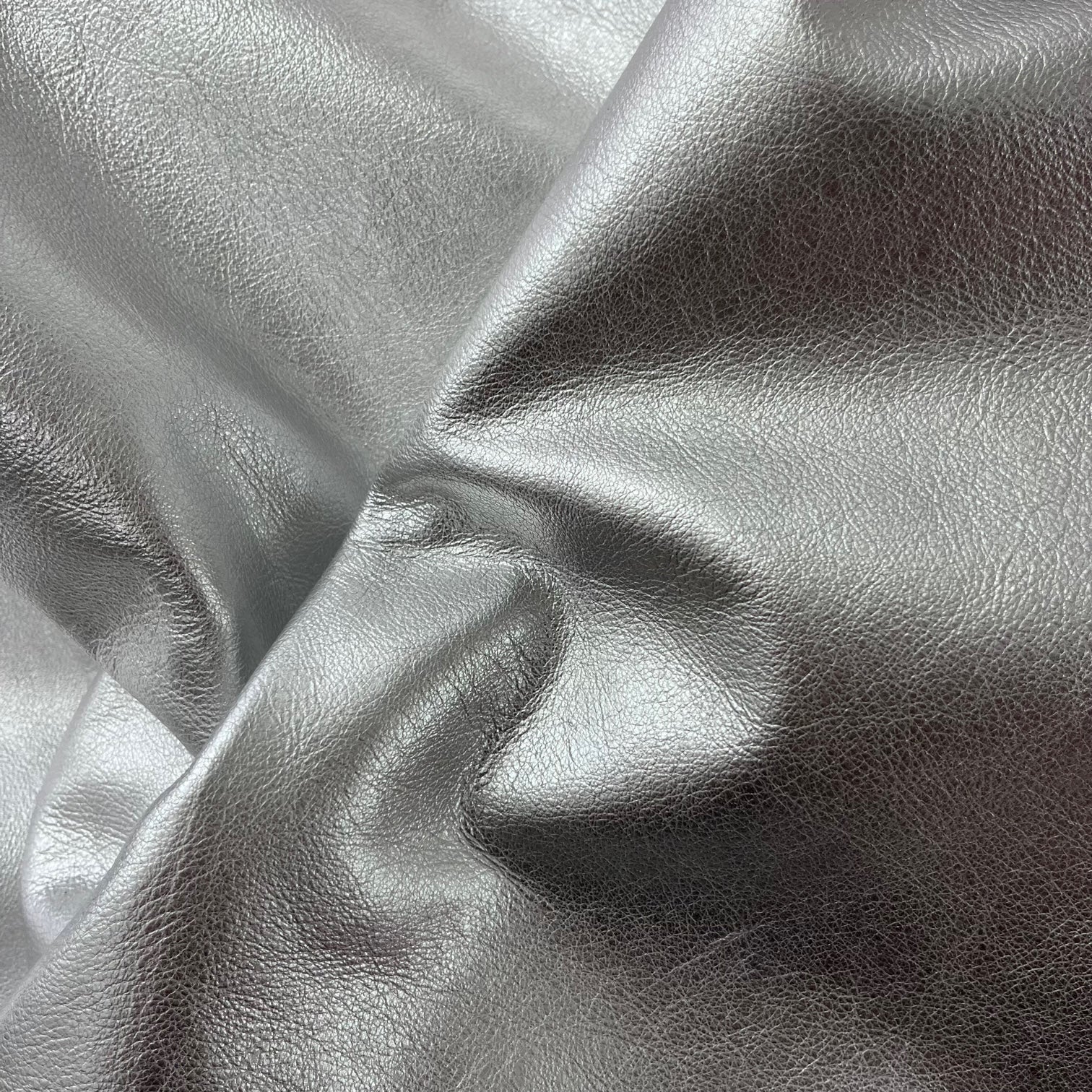 Pewter Metallic Natural Grain Cowhide Leather Skins Genuine