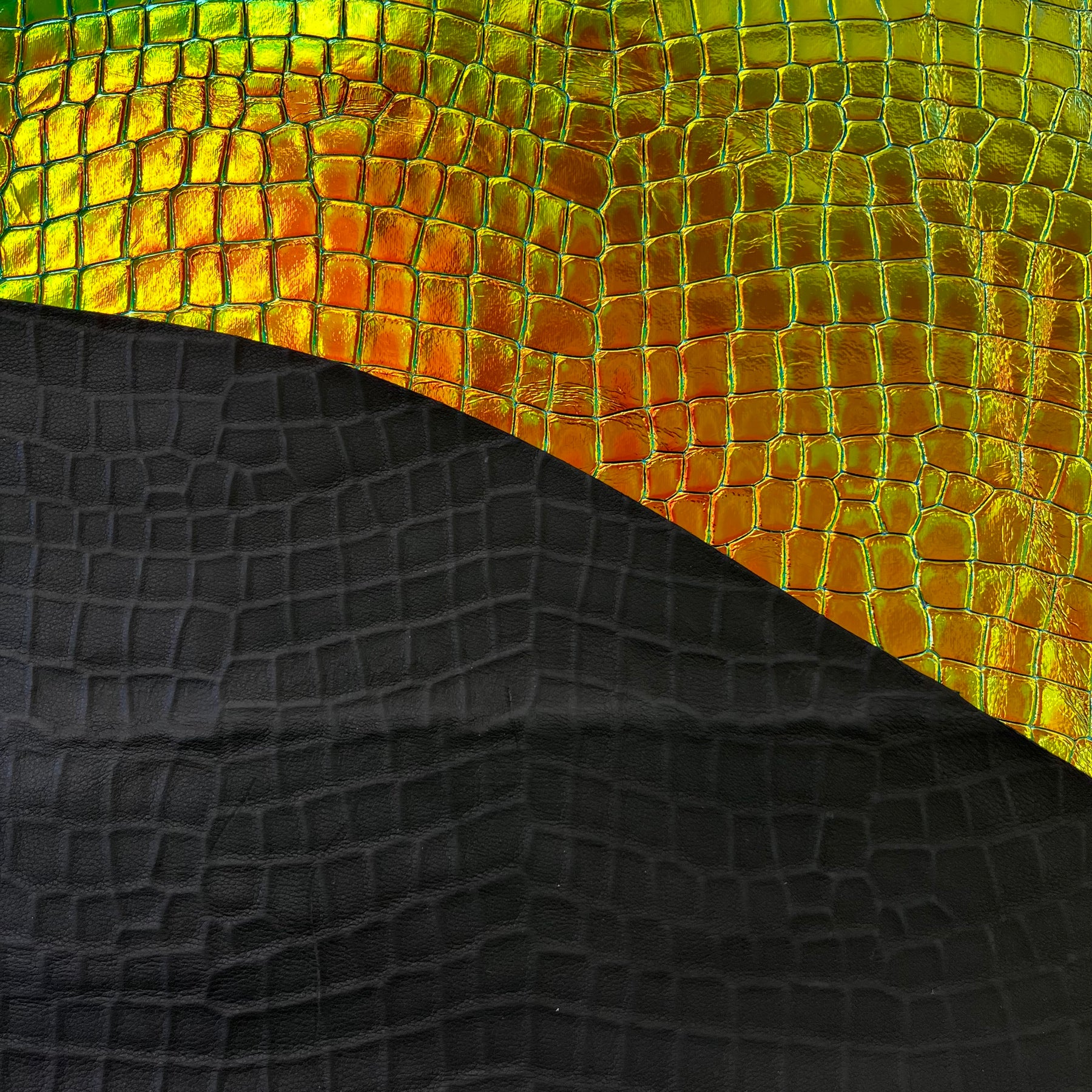 Holographic Croc Embossed Cow Hide